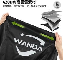 ブラック XXL：245*110*130 WANDA バイクカバー 【420D 全天候型 2023最新型】 厚手 破れにくい 耐熱_画像2