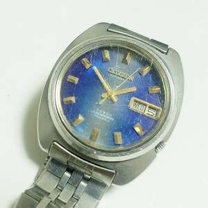 稼働品 CITIZEN シチズン LEOPARD レオパード 28800 24石 4-770510-K ブルー系変わり文字盤 自動巻 メンズ 腕時計 現状品