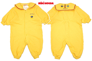 Y-6868★新品★miki HOUSE ミキハウス★男の子 女の子 日本製 イエロー スウェット 裏毛 長袖 ロンパース オールインワン 70cm