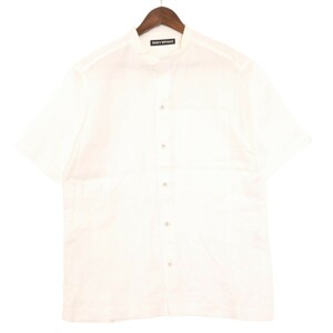ISSEY MIYAKE イッセイミヤケ 胸ポケット付き バンドカラー リネンシャツ ホワイト 表記サイズ2