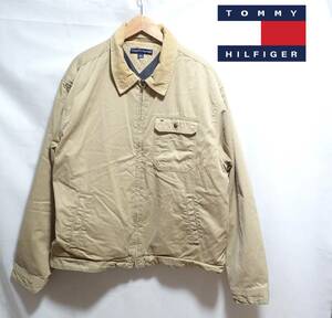 ☆TOMMY HILFIGER　☆トミーヒルフィガー　☆コットン　☆ミリタリージャケット　☆アウター　☆襟コーデュロイ　☆カーキ　☆メンズ　☆XL