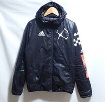 ☆adidas　☆アディダス　☆ポリエステル　☆モータースポーツデザイン　☆フード付き　☆ウインドブレーカー　☆ブラック　☆メンズ　☆S_画像2