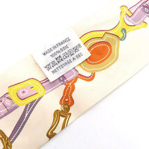 極美品 エルメス スカーフ HERMES シルク ツイリー BRIDES DE GALA APPLIQUE クリームxオレンジ レディース 063940S 04125_画像5