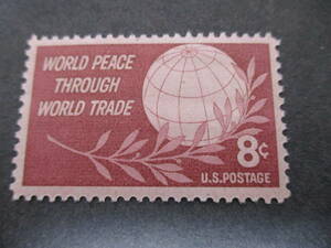 *** America 1959 year [ trade because of world flat peace ] single one-side unused glue have ***