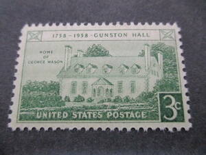 *** America 1958 year [ gun stone * hole 200 year ] single one-side unused NH glue have ***