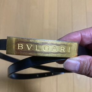 半期最終特価！ブルガリベルトブラックゴールド金具レザー中古レディース女性飾りベルトBVLGARI