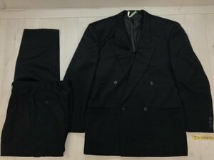 A・A・Z メンズ 背抜き ウール 礼服 ダブルスーツ上下セットアップ 背抜き 大きいサイズ XL 黒