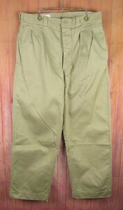 MYP17495 ビンテージ フランス軍 50-60s M52 チノパンツ 後期 24 カーキ 美品