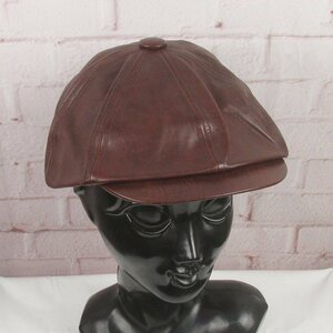 YO15914 Dapper's ダッパーズ Leather Casquette レザー キャスケット LOT1515 ブラウン M 美品