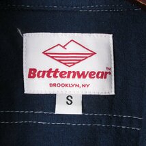 FS8035 BATTENWEAR バテンウェア フランネル ワークシャツ USA製 USED加工 S ネイビー 未使用_画像3