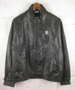 FJ22821 adidas アディダス TREFOIL FAUX LEATHER JACKET フェイクレザージャケット II6103 XL 未使用 ブラック