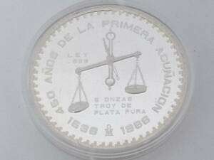 【極美品】メキシコ 5オンス 1986年 Ley .999 銀貨/コイン/直径約65mm/厚み5mm/重量約155.6g/コレクション/0311504