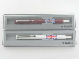 【美品】PARKER パーカー イギリス国旗 ボールペン 2点セット/黒インク/ブランド文具/筆記用具/文房具/ケース付き/LONDON/01YZ112004