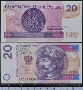 外国紙幣 ポーランド 2012年 未使用 20ズウォティ