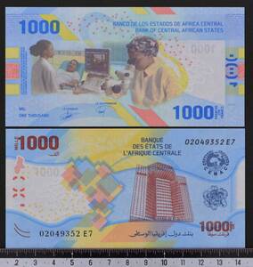 外国紙幣 中央アフリカ 2020年 未使用 1000 フラン ハイブリッドポリマー