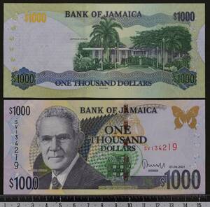 外国紙幣 ジャマイカ 2021年 未使用 1000ドル