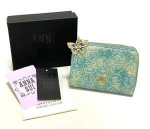 ☆美品　ANNA SUI　アナスイ　パテントレザー　ラウンドファスナー 財布 コインケース 小銭入れ カードケース　箱 付き