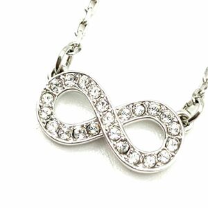 【良品】SWAROVSKI　スワロフスキー　ペンダント　ネックレス　インフィニティ　無限　ラインストーン　チェーン最大42　トップ1.2×0.5