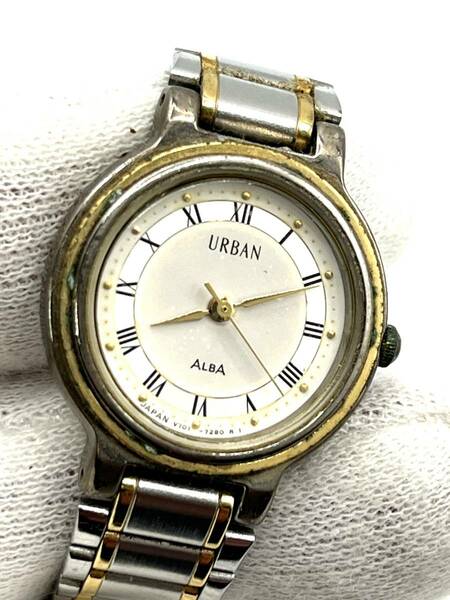 【電池切れ】SEIKO セイコー　V701-6950　URBAN　ALBA　アルバ　ラウンドフェイス　コンビ　クォーツ腕時計　レディース　