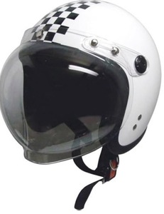 moto boite/スモールジェットヘルメット/ホワイト＆チェック（58-60cm)新品/未使用