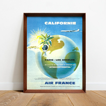 エールフランス カルフォルニア 広告 ポスター 1960年代 フランス ヴィンテージ 【額付】_画像1