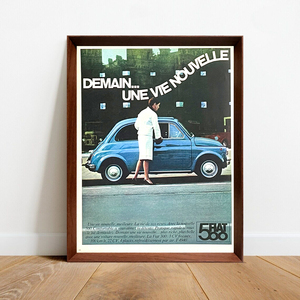  Fiat 500 реклама постер 1960 годы Франция Vintage [ сумма есть ]