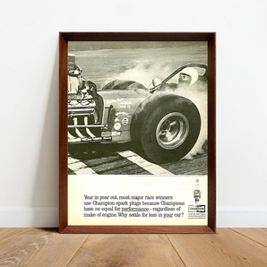 チャンピオンプラグ ドラッグレース 広告 ポスター 1960年代 アメリカ ヴィンテージ 【額付】 #001