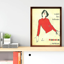 ルネグリュオー RODIER ニット 1960年代 フランス ヴィンテージ 広告 ポスター【額付】_画像2
