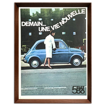 フィアット 500 広告 ポスター 1960年代 フランス ヴィンテージ 【額付】_画像3