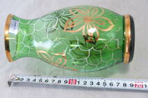 未使用 ボヘミアグラス 花瓶 19cm グリーン BOHEMIA GLASS VASE GREEN_画像6