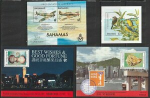 バハマ諸島３６　1990年～1997年（未使用　記念　航空機　鳥　切手展　小型シート）４種