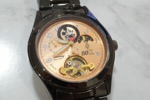 F721 Disney/ディズニー 80周年 MICKEY MOUSE/ミッキーマウス クロノグラフ スケルトン メンズ 腕時計 アクセサリー クォーツ 不動品