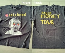★［ L ］「 radiohead レディオヘッド PAbLO HONEY TOUR パブロ・ハニー バンド ビンテージスタイル プリントTシャツ (*BIO) 」新品_画像1