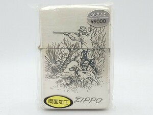 Zippo ジッポー 両面加工 ハンター 狩猟犬 1992年 ZIPPO オイルライター 未使用品