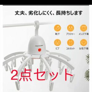 洗濯ハンガー 2点セット　物干しハンガー 24ピンチ 物干し 折りたたみ式