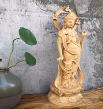 美品★極上の木彫 仏教美術 精密彫刻 仏像 手彫り 極上品 大勢至菩薩像_画像1