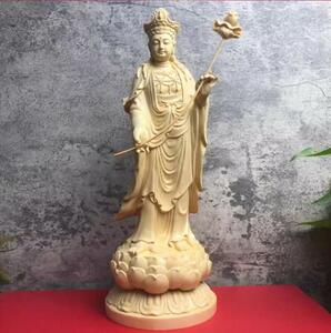 木彫 極上品 西方三聖立像 大勢至菩薩像 精密雕刻 仏師で仕上げ品 高さ31cm
