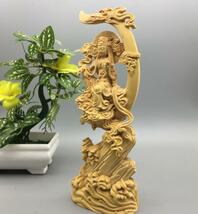 美品★極上の木彫 仏教美術 精密彫刻 仏像 手彫り 極上品 水月観音_画像3