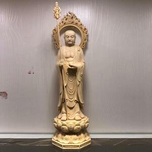 木彫★総檜材 仏教美術 精密彫刻 仏像 仏師で仕上げ品 地蔵菩薩立像