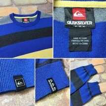 ME8-075★USA仕入れ★正規品★マルチカラー【QUIKSILVER クイックシルバー】ボーダー柄 セーター 【メンズ M】青 濃灰 ニット サーフ系_画像5