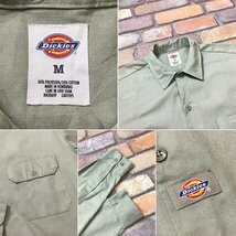 ME9-670★USA正規品★大きめ★カーキ【Dickies ディッキーズ】T/Cツイル 574 ワークシャツ【メンズ M】長袖 バイク 作業着 古着 無地_画像5