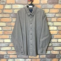 ME9-548★超BIGサイズ★状態◎★ブラウン【DOCKERS ドッカーズ】コットンポリ ボタンダウン ストライプシャツ【メンズ XXL】長袖 古着_画像2