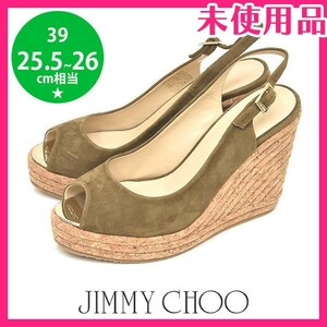 新品未使用品 ジミーチュウ/ジミーチュー JIMMY CHOO ロゴメタルトゥ スリングバック ウェッジソール サンダル 39(約25.5-26cm) sh23-0791