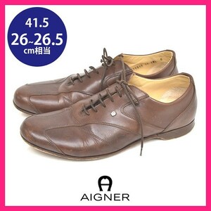 アイグナー AIGNER ロゴ レザー メンズスニーカー ブラウン 茶 41.5(約26-26.5cm) sh23-0798