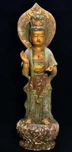 漢代　彩絵　鍍金　古陶磁仏像