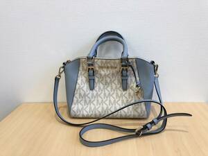 《H》MICHAEL KORS マイケルコース 2way ショルダーバッグ ハンドバッグ MKロゴ 水色