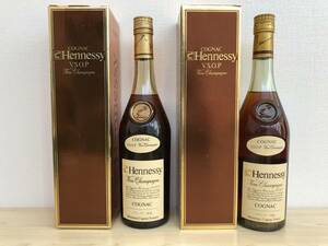 《H》未開栓 Hennessy ヘネシー VSOP ファインシャンパーニュ スリム グリーンボトル 金キャップ 700ml 2本 箱付