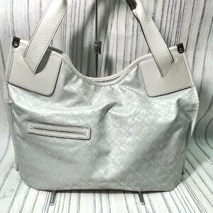 m002 A3(80) PELLE BORSA ペレボルサ トートバッグ ハンドバッグ ナイロン 総柄 グレー 白 ホワイト 軽量 鞄 カバン レディース