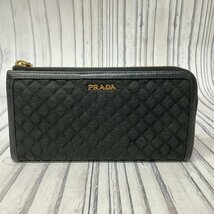 m001 Z1 PRADA プラダ キルティング 長財布 ブラック ナイロン レザー L字ファスナー_画像1