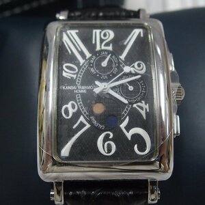 m002 D3 43 保管品 KANSAI YAMAMOTO HOMME 革ベルト レザー スクエア 稼働品 保管ケース付き メンズ 腕時計